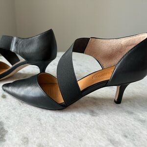 Corso Como Denice D'Orsay Black Pointed Toe Leather Heel Size 6